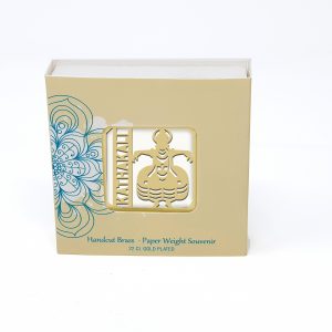 Orchid Kathakali  Paper Weight in a Square Shape With White Base